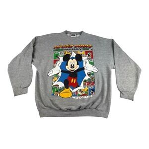 Vtg 90's Tultex Mickey Mouse Weekly Wisconsin Comic Large Sweatshirt Crewneck